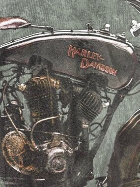 Harley-Davidson Vintage Motorcycle Graphic Tee - Olive Mens XXL